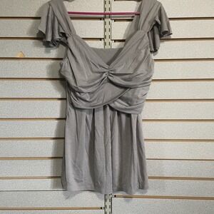 Pink Lotus‎ G Er ay Wide Strap Ruffe Cap Sleeves Large Blouse Shirt Top